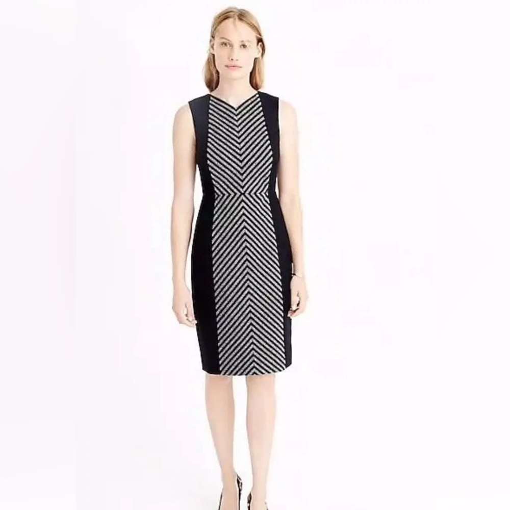 J. Crew Womens Size 0 Tweed Chevron Wool Blend Dress - Picture 1 of 4